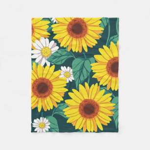 Sonnenblumen-Wiesen-Plüschdecke Fleecedecke