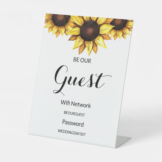 Sonnenblumen Wifi Passwort ist unser Gästebuchssch Sockelschild (Vorderseite)