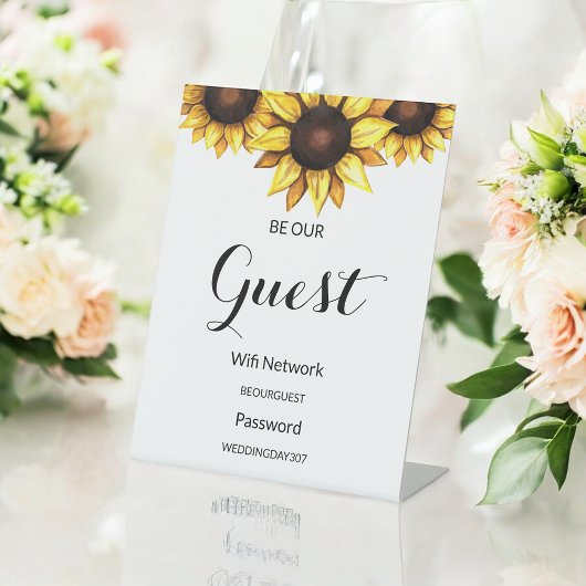 Sonnenblumen Wifi Passwort ist unser Gästebuchssch Sockelschild