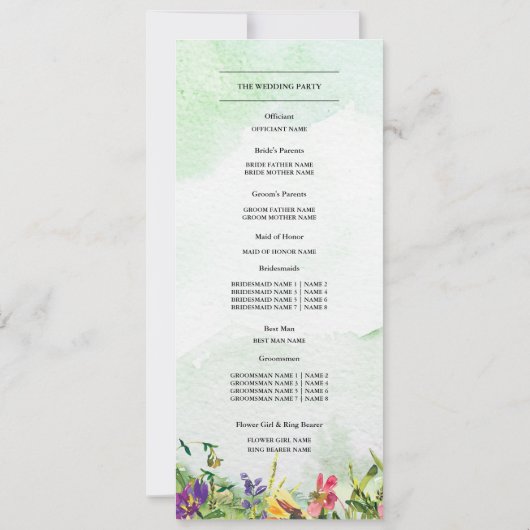 Sonnenblumen | Wild Meadow Wedding Program Cards Einladung (Rückseite)
