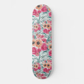 Sonnenblumen Wildblume Wasserfarbenes Blumenmuster Skateboard (Vorderseite)