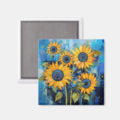 Sonnenblumen Wildblumen Blume Illustration Magnet (Vorderseite/Rückseite)