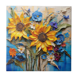 Sonnenblumen Wildblumen Blume Mixed Media Design Fliese