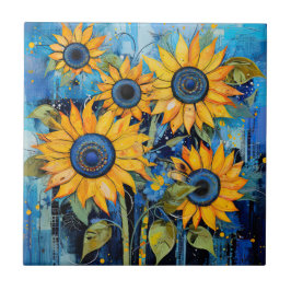 Sonnenblumen Wildblumen Blume Mixed Media Design Fliese