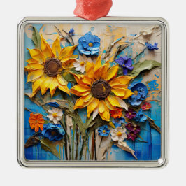 Sonnenblumen Wildblumen Blume Mixed Media Design Ornament Aus Metall