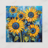 Sonnenblumen Wildblumen Blume Mixed Media Design Quadratische Visitenkarte (Vorderseite)