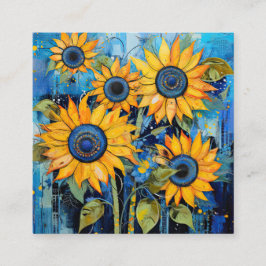 Sonnenblumen Wildblumen Blume Mixed Media Design Quadratische Visitenkarte