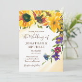 Sonnenblumen Wildblumen Christliche Hochzeit Einladung (Stehend Vorderseite)