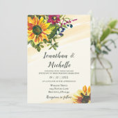 Sonnenblumen Wildblumen Christliche Hochzeit Einladung (Stehend Vorderseite)