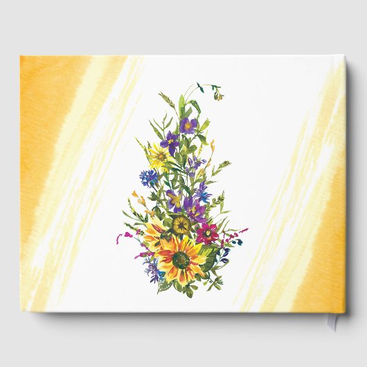 Sonnenblumen Wildblumen Gelbe Grüne Hochzeit Gästebuch (Rückseite)