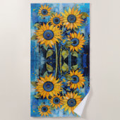 Sonnenblumen Wilde Blumen Mixed Media Design Strandtuch (Vorderseite)