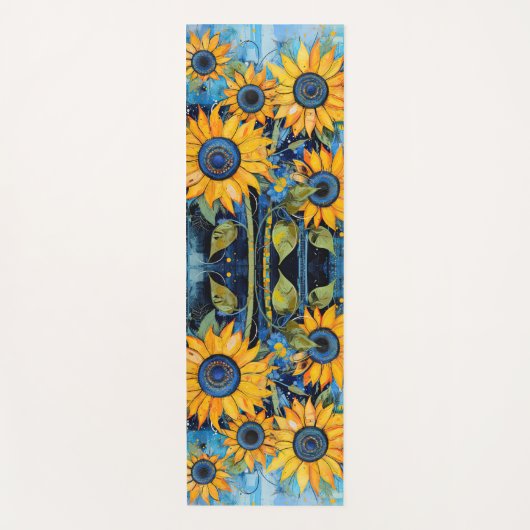 Sonnenblumen Wilde Blumen Mixed Media Design Yogamatte (Vorderseite)