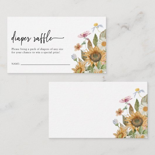 Sonnenblumen-Windeln Begleitkarte (Vorne/Hinten)