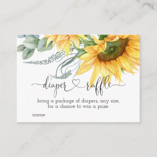 Sonnenblumen-Windeln für Babydusche Begleitkarte (Vorderseite)