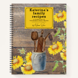 Sonnenblumen Wood Kitchen Utensils Familienrezepte Notizblock