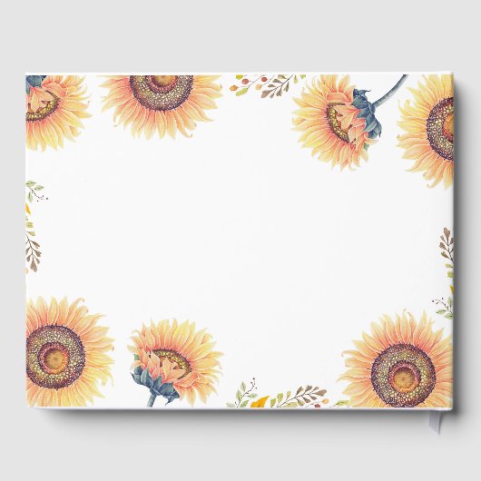 Sonnenblumen Wreath Rustikale Hochzeit im Herbst Gästebuch (Rückseite)