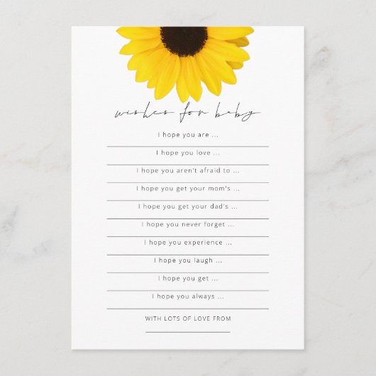 Sonnenblumen Wünsche für Baby Duschkarte Einladung (Vorderseite)