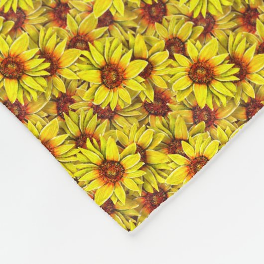 Sonnenblumen-Wurfdecke Fleecedecke (Ecke)