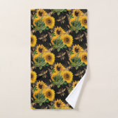 Sonnenblumen Yellow Black Bees Bouquet Badhandtuch Set (Handtuch)