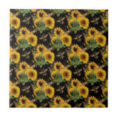 Sonnenblumen Yellow Black Bees Bouquet Fliese (Vorderseite)