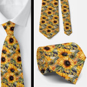 Sonnenblumen Yellow Navy Blauer Neck Tie Krawatte
