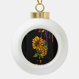 Sonnenblumen Zeichnung Kunst,Sonnenblumen Liebe Keramik Kugel-Ornament
