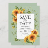 Sonnenblumen zeigen Grüne Hochzeit retten das Datu Save The Date (Vorne/Hinten)