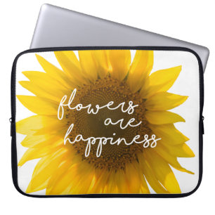 Sonnenblumen Zitat "Blumen sind Glück" Laptopschutzhülle