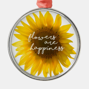 Sonnenblumen Zitat "Blumen sind Glück" Ornament Aus Metall