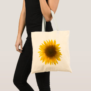 Sonnenblumen Zitat "Blumen sind Glück" Tragetasche