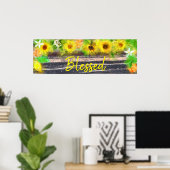 *~* Sonnenblumen Zitronen Orangen Rustikales Holz  Poster (Heimbüro)