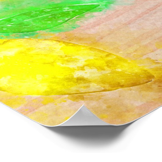 *~* Sonnenblumen Zitronen Orangen Rustikales Holz  Poster (Ecke)