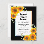 Sonnenblumen Zuhause Süßes Zuhause Schwarz Moderne Ankündigungspostkarte (Vorne/Hinten)