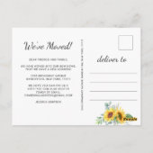 Sonnenblumen Zuhause Sweet Zuhause Moving Ankündig Postkarte (Rückseite)