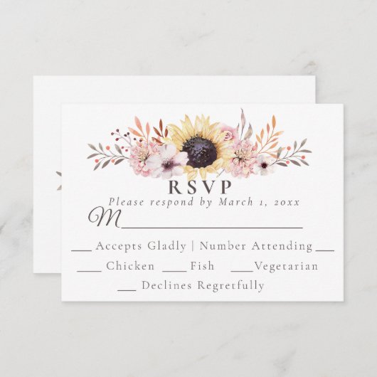 Sonnenblumen zum Essen - RSVP-Antwortkarte RSVP Karte (Vorne/Hinten)