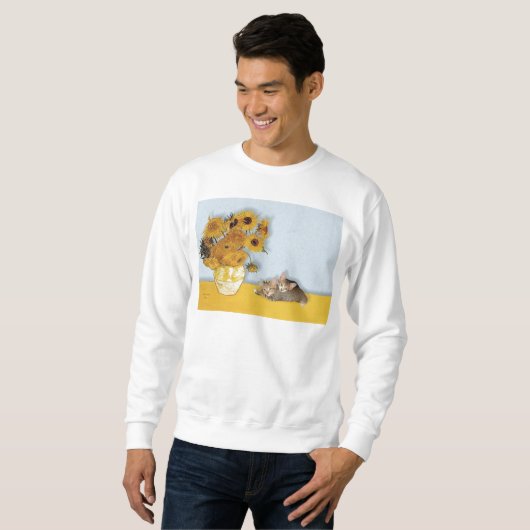 Sonnenblumen - Zwei Tabby Kätzchen Sweatshirt (Vorne ganz)