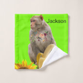 Sonnenblumenaffe Sets mit grünem Badehandtuch (Waschlappen)