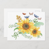 Sonnenblumenankündigung Postkarte (Vorne/Hinten)