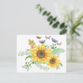 Sonnenblumenankündigung Postkarte (Stehend Vorderseite)