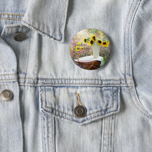 Sonnenblumenanordnung Sonnenschein und Glück Button (Beispiel)