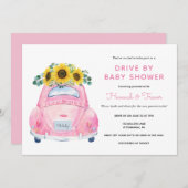 Sonnenblumenantrieb mit Baby Girl Dusche Einladung (Vorne/Hinten)