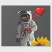 Sonnenblumenastronaut Matte Wrapping Paper Geschenkpapier (Flach)