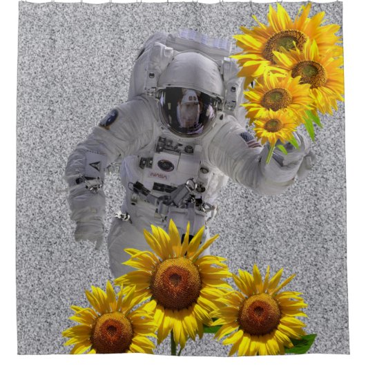 Sonnenblumenastronautenduschvorhang Duschvorhang (Vorderseite)