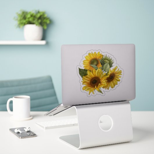 Sonnenblumenaufkleber Aufkleber (Laptop auf Schreibtisch)