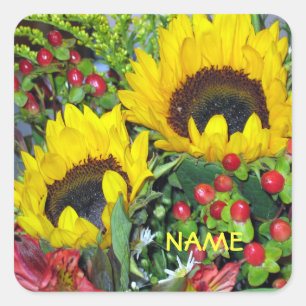 Sonnenblumenaufkleber Quadratischer Aufkleber