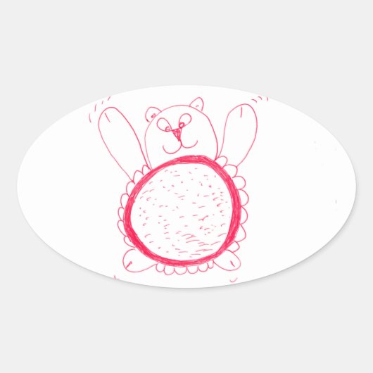 Sonnenblumenbär Oval Stickers (Vorderseite)