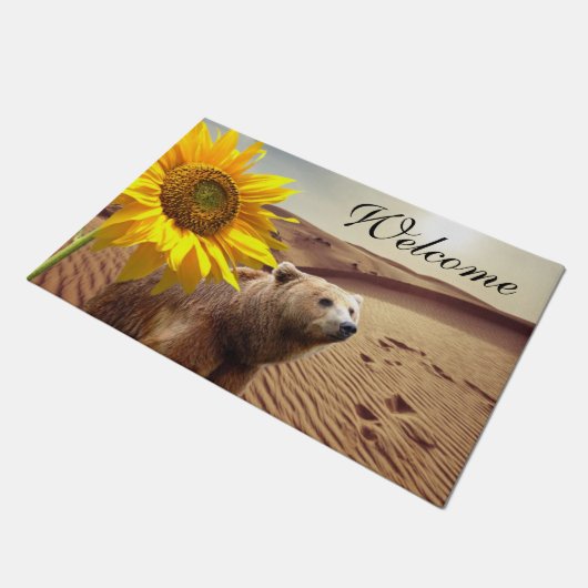 Sonnenblumenbärenmatte Fußmatte (Schrägansicht)