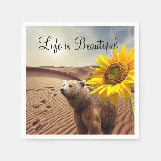 Sonnenblumenbärenpapier Napkins Serviette (Vorderseite)