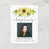 Sonnenblumenbeerdigung in der Liebesgedichtekarte Visitenkarte (Vorderseite)