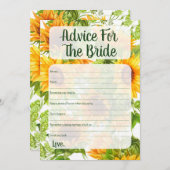 Sonnenblumenberater für das Brautduschenspiel Hinweiskarte (Vorne/Hinten)